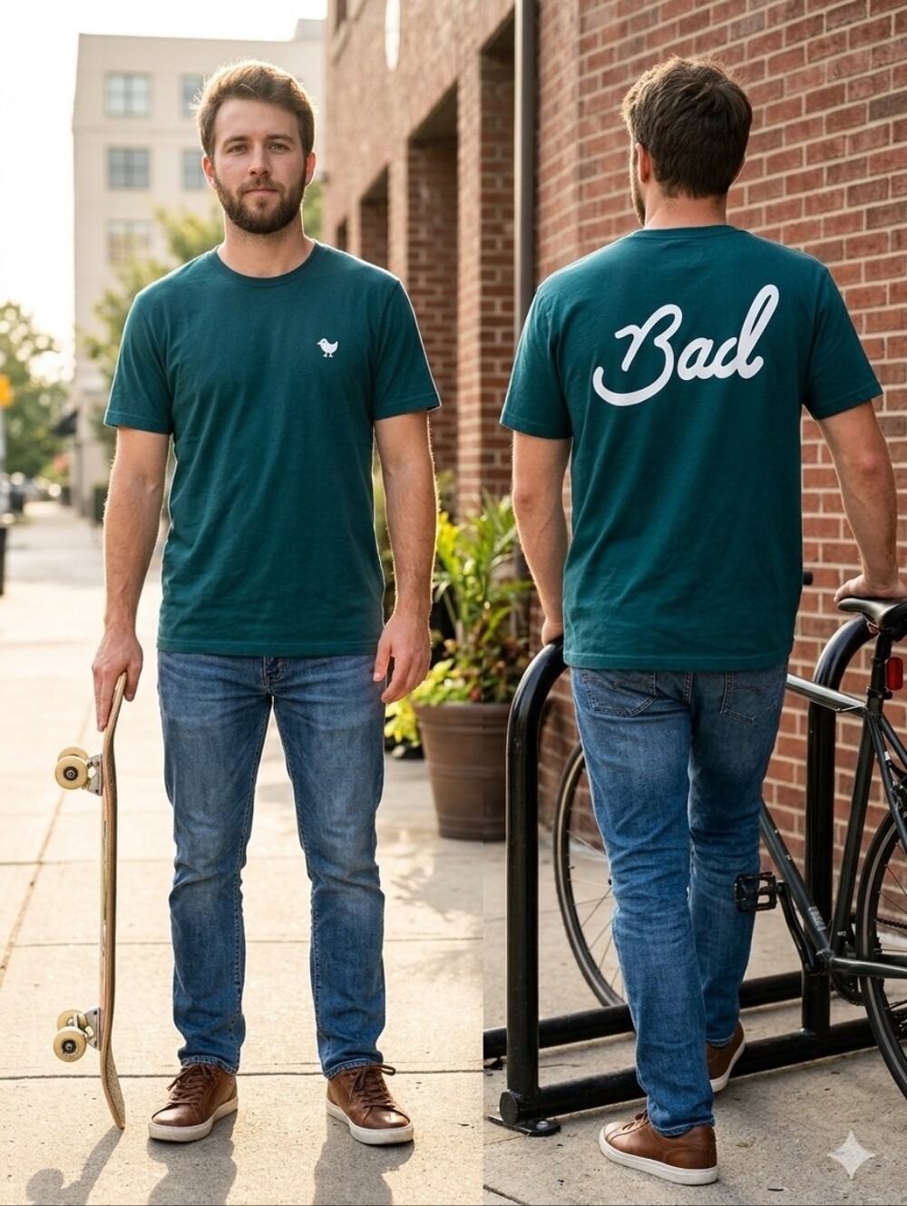 Bad Birdie Deep Teal Short Sleeve Tee with White Bird Logo